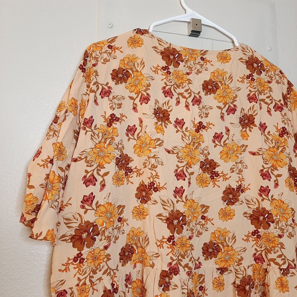 NEW Rusttydustty Dress Orange Women Size Plus 1XL Bohemia Crush Floral - Picture 11 of 11